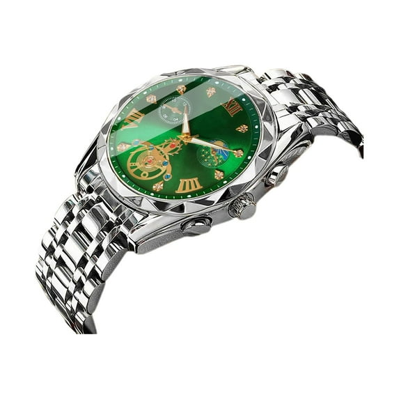 LEHOZIHEQ Men Watches, Automatic Business Luxury Diamond Self Winding Watch for Men Stainless Steel Wrist Watch