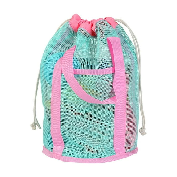 LEHOZIHEQ Mesh Beach Bag, Tote Durable Sand Away Drawstring Beach Backpack Swim and Pool Toys Balls Storage Bags Packs, Toy Not Included