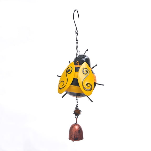 LEHOZIHEQ Metal Bee Wind Bells, Small Insect Chime Decor for Garden Yard, Lucky Hanging Rustic Home Ornament, Indoor Outdoor Iron Stereo Hanging Bell
