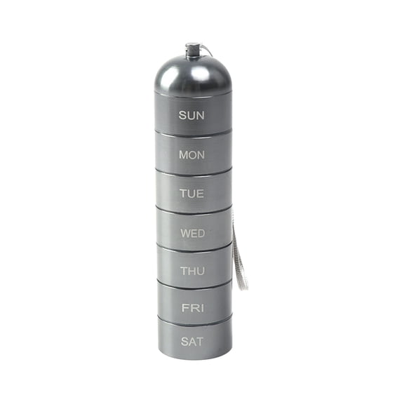 LEHOZIHEQ Metal Travel Pill Organizer, Large Weekly Pill Box, 7 Day Pill Container, Aluminum Alloy Pill Case, Portable, Waterproof, Stackable, for Vitamin, Fish Oil, Supplement
