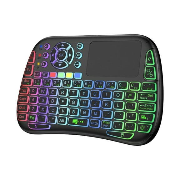 LEHOZIHEQ Mini Keyboard with Touchpad-2.4GHz & Bluetooth Dual-Mode, 7-Color Backlight, Multimedia Hotkeys, Rechargeable, for Android TV Box, Smart TV, Projector, PC, Tablet, Windows/iOS/Android
