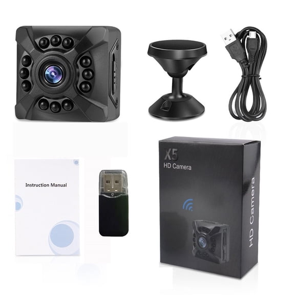 LEHOZIHEQ Mini Security Camera, 1080P HD WiFi Home Indoor Outdoor Camera for Baby/Pet/Nanny, Camera for Security (with Card Reader)