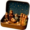thumbnail image 1 of LEHOZIHEQ Miniature Christmas Nativity Set in a Tin Box, Christmas Resin Figure Scene Set, Handcrafted Pocket Size Portable Miniature Manger, 1 of 6