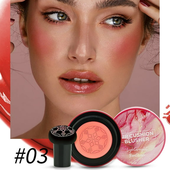 LEHOZIHEQ Mushroom Head Air Cushion Liquid Blush, Moisturizing Waterproof Long Lasting Blendable Velvet Matte Blush for Cheeks, Liquid Blusher Set Dewy Matte Finish(C)