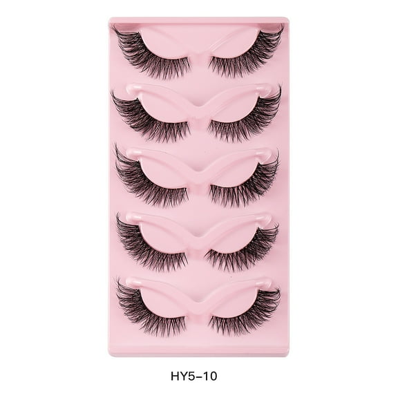 LEHOZIHEQ Natural Look Eyelashes, 3D Mink Cat Eye Lash 15mm Manga Lashes 15 Pairs Soft Reusable False Eyelashes Lightweight, No Glue Included