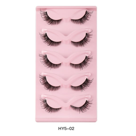 LEHOZIHEQ Natural Look Eyelashes, 3D Mink Cat Eye Lash 15mm Manga Lashes 7 Pairs Soft Reusable False Eyelashes Lightweight, No Glue Included