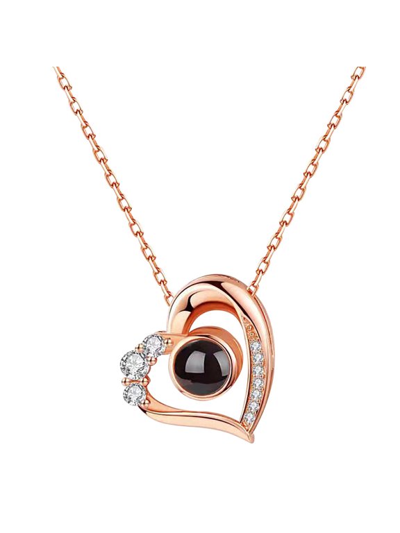 Necklace, I Love You Forever Infinity Heart Mom Projection Pendant Necklace, for Women Mother's Day Gift