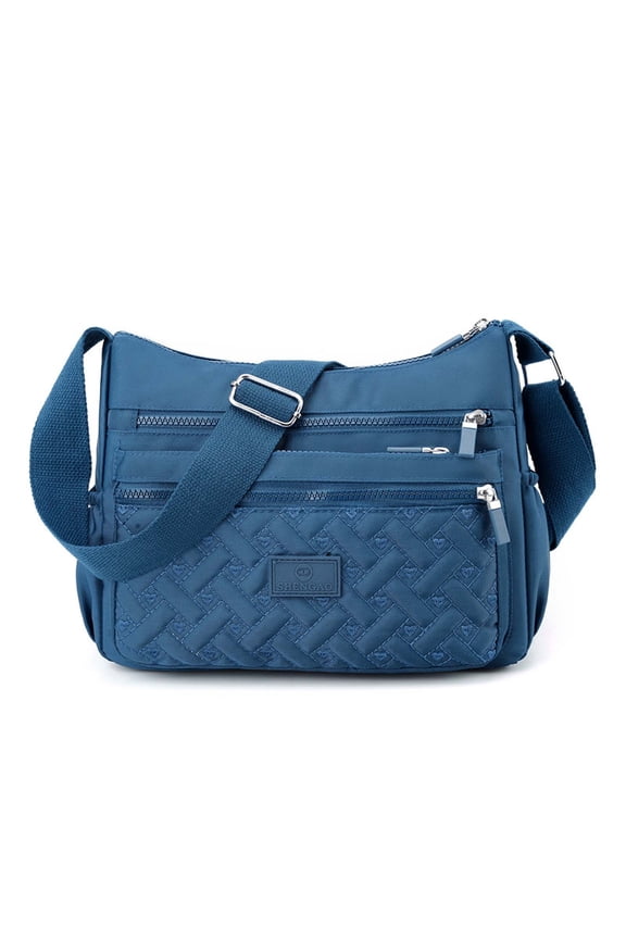 Nylon Shoulder Bags for Women, Multi-Pocket Zipper Waterproof Travel Purse, Casual Small Lightweight Messenger Bag
