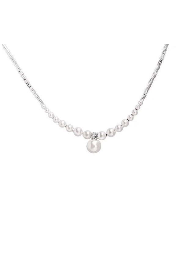 Pearl Choker Necklace, White Pearl Beaded Necklace, Strand Elegant Summer Layering Jewelry, for Wedding Bride Bridesmaids Gift