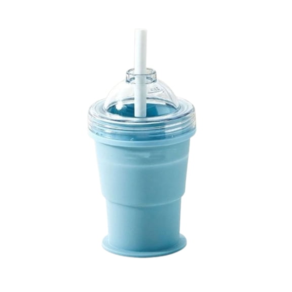 LEHOZIHEQ Portable Foldable Cup, Food-Grade Design With Straw, Space-Saving For Summer Outings, Travel And Daily Outdoor Water Drinking Use