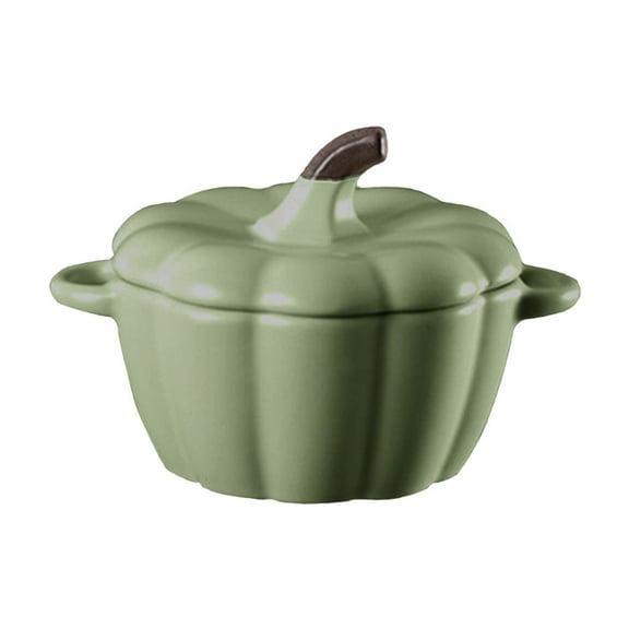 LEHOZIHEQ Pumpkin Bowl, with Lid and Handle, Ceramic Ramekins for Baking, Casserole Dish Individual Severing Pot