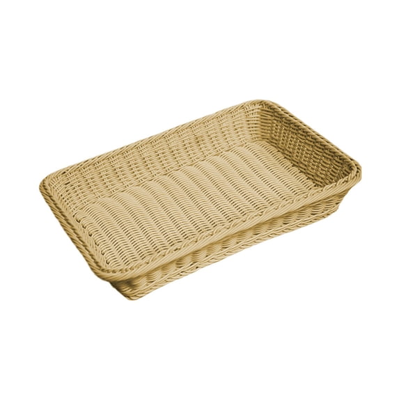 LEHOZIHEQ Rattan Serving Tray, Rectangle Wicker Storage Basket for Organizing, Natural Rattan Decorative Woven Trays Wicker Baskets for Storage, Home Decor, Bathroom, Kitchen Counter