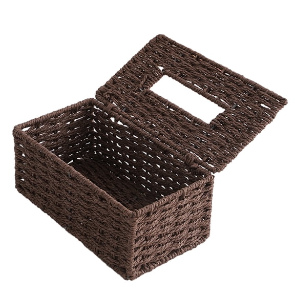 LEHOZIHEQ Rattan Tissue Box Cover, Rectangle Wicker Tissue Box Holder, Boho Tissue Box Cover for Living Room, Bathroom, Kitchen, Bedroom