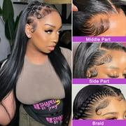 LEHOZIHEQ Real Wear and Go Glueless Wig Human Hair Straight, 6x4 Pre-Cut Lace Ready to Go Glueless Wigs Pre-Plucked, HD Transparent No Glue Lace Front Closure Wigs for Women 200% Density 26 inch