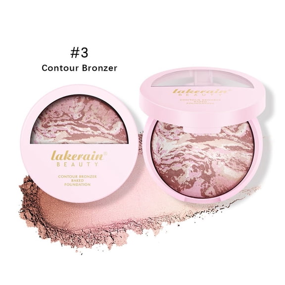 LEHOZIHEQ Set Face Makeup Foundation, Marble Baked Makeup Setting Powder, Brighten Color Correcting Powder Foundation, Buildable Light to Medium Coverage(C)