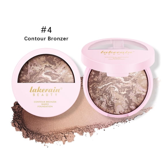 LEHOZIHEQ Set Face Makeup Foundation, Marble Baked Makeup Setting Powder, Brighten Color Correcting Powder Foundation, Buildable Light to Medium Coverage(D)