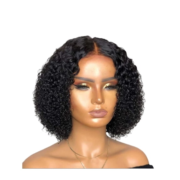 LEHOZIHEQ Short Curly Wig, 13.77in Short Wig, Deep Wave No Glue Bob Wigs, Pre cut Transparent Lace Front Wigs Natural Hairline for Women