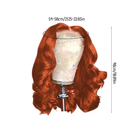 LEHOZIHEQ Short Orange red Wavy Wig with Bangs for Women Shoulder Length Bob Curly Women's Charming Synthetic Wigs with Natural Wavy Wig Heat Resistant Hair for Daily Party Use