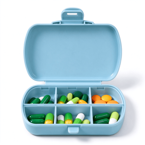 LEHOZIHEQ Small Pill Box, Moisture Proof Case, Travel Organizer for Pocket Purse, Daily Portable Medicine Vitamin Container, Fish Oil and Supplement Storage