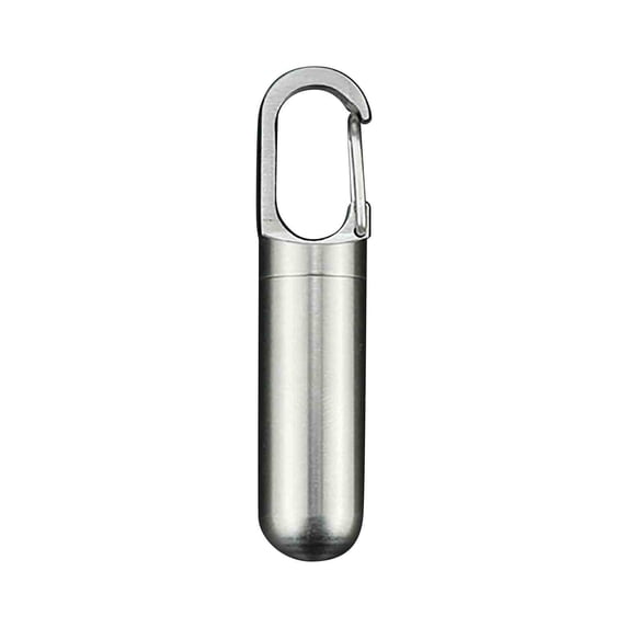 LEHOZIHEQ Small Pocket Pill Box Keychain, Stainless Steel Portable Mini Pill Organizer Case Container for Purse, Waterproof Metal Pill Holder Medicine Bottle for Outdoor Camping Travel