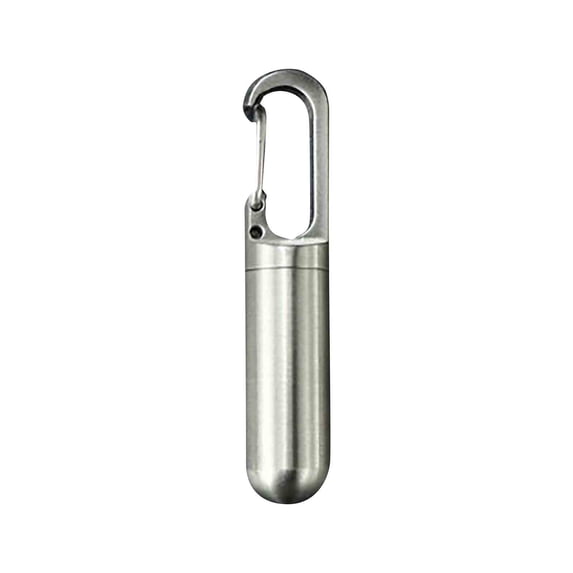 LEHOZIHEQ Small Pocket Pill Box Keychain, Stainless Steel Portable Mini Pill Organizer Case Container for Purse, Waterproof Metal Pill Holder Medicine Bottle for Outdoor Camping Travel