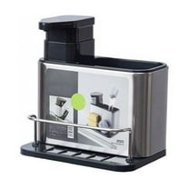 LEHOZIHEQ Soap Dispenser, Stainless Steel 3-in-1 Kitchen Sponge Holder, Refillable Dish Soap Dispenser for Kitchen Sink Organization