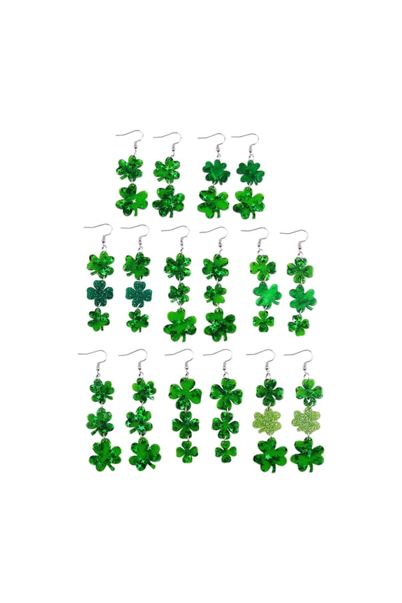 St Patricks Day Earrings, St Patrick's Day Shamrock Earrings for Women, Irish Green Clover Dangle Earrings Acrylic Good Luck Earrings