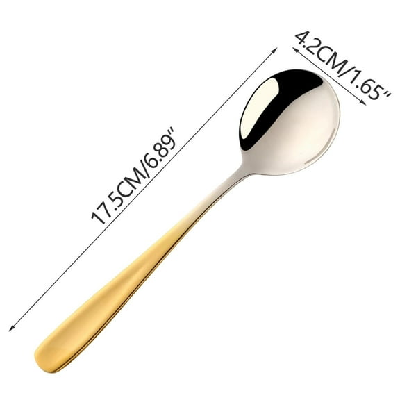 LEHOZIHEQ Stainless Round Soup Spoons, Reusable Stainless Steel Dinner Table Cereal Soup Spoon, Camping Ramen Spoons Rainbow Color