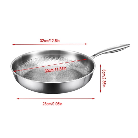 LEHOZIHEQ Stainless Steel Pan, with Lid Induction Cooking Steel Pan, Tri Ply Stainless Steel Frying Pan with Heat resistant Handle, Non Toxic Skillet, Dishwasher & Oven Safe