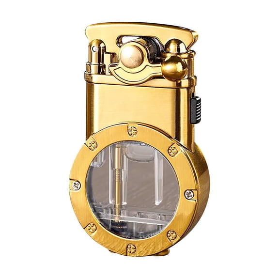 LEHOZIHEQ Steampunk Butane Torch Lighter, Retro Windproof Lighter, Cool Lighter with Transparent Visible Gas Tank, Portable Lighter (Without Butane)