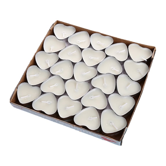 LEHOZIHEQ Tea Lights Candles, 50 Pcs Tobacco-free Heart Shaped Tealight Candles, Romantic Candlelight Dinner, Aromatherapy Decorative Candle