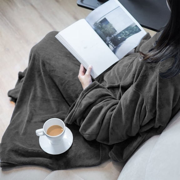 LEHOZIHEQ TV Blanket, Large Pocket Multifunctional Can Be Worn The Body Flannel Blanket, for Couch, Sofa and Bed, Cozy, Fuzzy and Lightweight 59x71in
