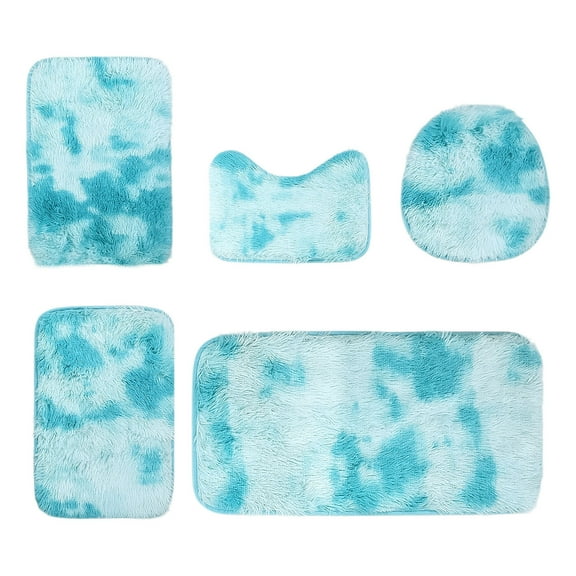 LEHOZIHEQ Thickened Bathroom Rugs Set 5, U-Shaped Toilet Rug ‌Soft Absorbent Non-Slip Washable Machine Fast Drying Bath Mat for Bathroom, Tub, Shower, Kitchen Floor