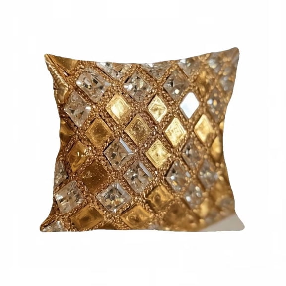 LEHOZIHEQ Throw Pillow Covers, Silk Sequins & Beaded Throw Pillows for Couch, Abstract Pattern Modern Shimmering Gold