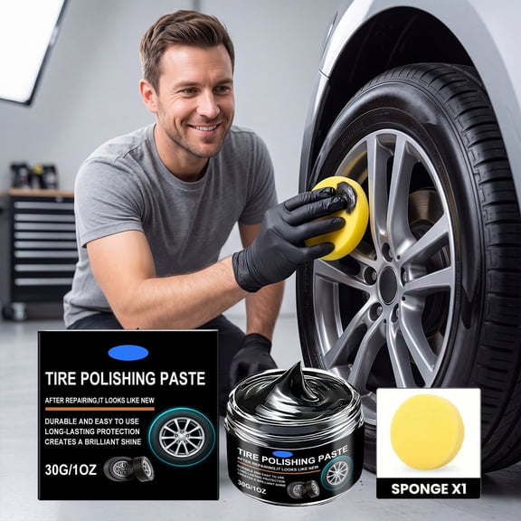 LEHOZIHEQ Tire Shine Gel, Wheel Cleaning Wax, Long-Lasting Tire Dressing for Deep Black Wet Gloss Finish, UV Protection for Cars, Trucks, Motorcycles & RVs