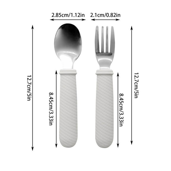 LEHOZIHEQ Toddler Utensils, Stainless Steel Kids Spoons, Kids Size Fork and Spoon Set, Silicone and Stainless-Steel Training Silverware, BPA Free, Dishwasher Safe