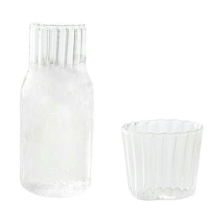 LEHOZIHEQ Transparent Carafe with Cup, Bedside Water Carafe and Glass Set, Bedside Carafe Juice Water Pitcher, Carafe Glassware Drinking Glass