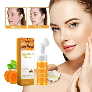 LEHOZIHEQ Turmeric Face Wash, Skin Brightening Turmeric Liquid Soap for Discoloration – Natural Anti Aging Exfoliating Turmeric Facial Cleanser for Spots, Acne, Sun Damage – Turmeric Soap Skincare