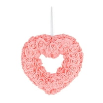 LEHOZIHEQ Heart Shaped Wreath, Valentine's Rose Wreath, Valentines Day Decoration Flower Wreath for Party Home Front Door Birthday