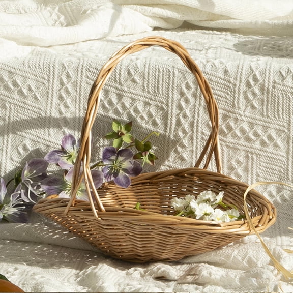 LEHOZIHEQ Vegetable & Flower Wicker Basket, Handwoven Rattan Basket, Organization & Home Decor for Storage, Gardening, Picnics, & Serving