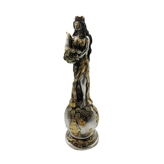 LEHOZIHEQ Vintage Home Decor, Fortuna Greek Goddess of Fortune Statue, with Cornucopia Collector's Gift for Mythology Lovers