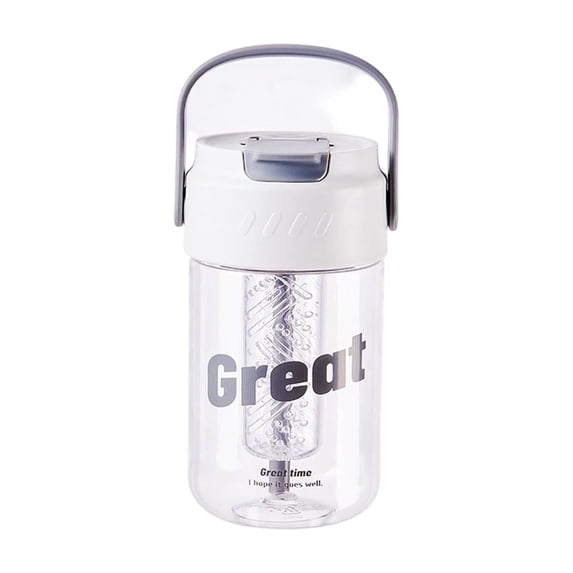 LEHOZIHEQ Water Bottle with Straw, 600ml Cute Summer Plastic Bottle for Students, Leakproof Water Cup with Lid & Handle