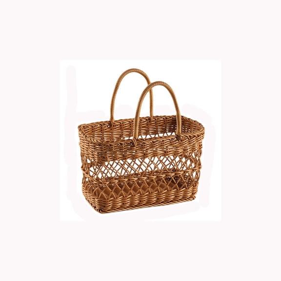 LEHOZIHEQ Wicker Shopping Basket with Handle, Hand-Woven Picnic Basket, for Food Storage, Kitchen Organization, Home Decor, Camping