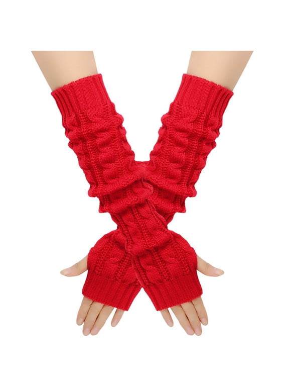 Winter Fingerless Long Gloves for Women, Knitted Arm Warmers, Super Soft Arm Sleeves