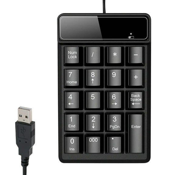 LEHOZIHEQ Wired Number Pad, USB Numeric Keypad 19 Key Number Keypad Keyboard for Laptop PC Computer Notebook, Big Print Letters