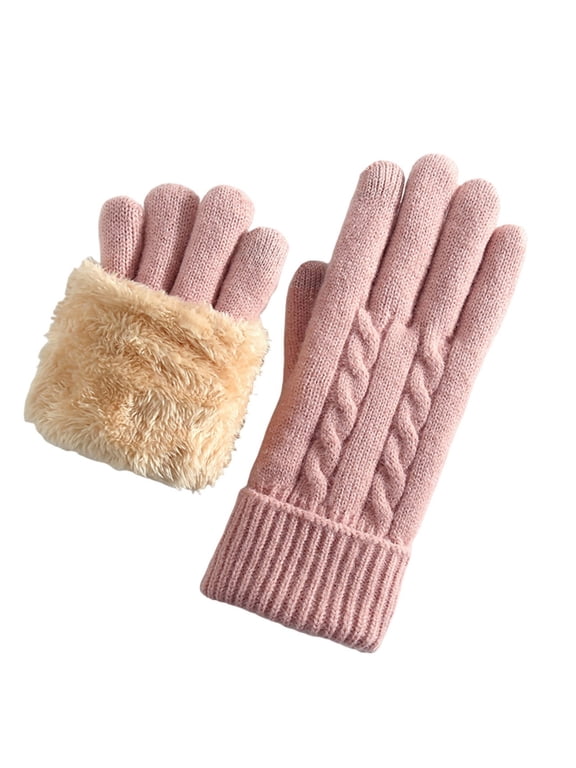 Women'S Winter Warm Touch Screen Gloves, Womens Thermal Cable, Knit Wool Fleece Lined Glove For Cold Weather