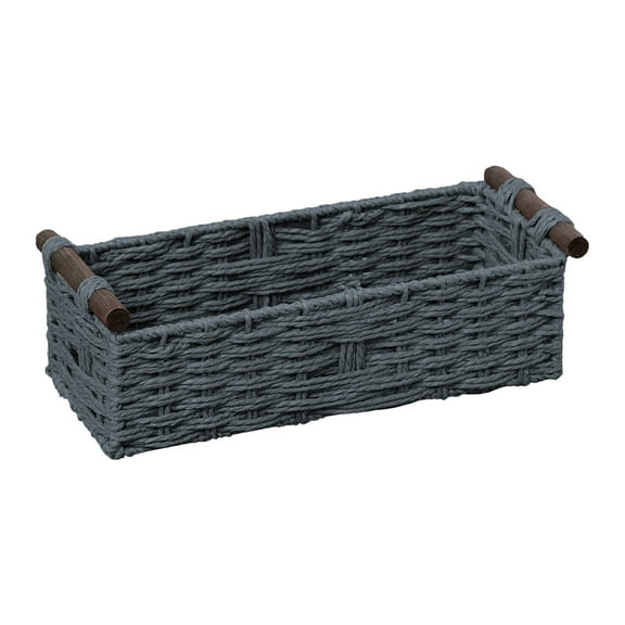 LEHOZIHEQ Woven Basket, Woven Large Storage Baskets with Wooden Handles, Square Wicker Storage Basket for Bedroom