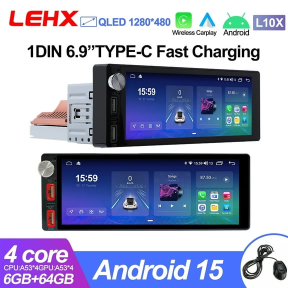 LEHX L10X 1 Din 6.9 Inch Car Android Radio Multimedia Wireless Carplay auto Autoradio Stereo GPS 1din dvd 4G LTE Touch Screen Autoradio
