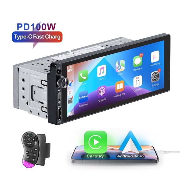 LEHX Universal 1din 6.9 IPS Touch Screen Wired Carplay Android Auto Mirror Link Car Radio Multimedia 1 din Car Stereo MP3 MP5 Player FM