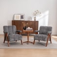 thumbnail image 1 of LEHZROAJ Modern Chenille Upholstered Accent Chair,Armchair Thick Backrest Solid Wood Frame for Living Room,Bedroom(Gray,Set of 2), 1 of 15